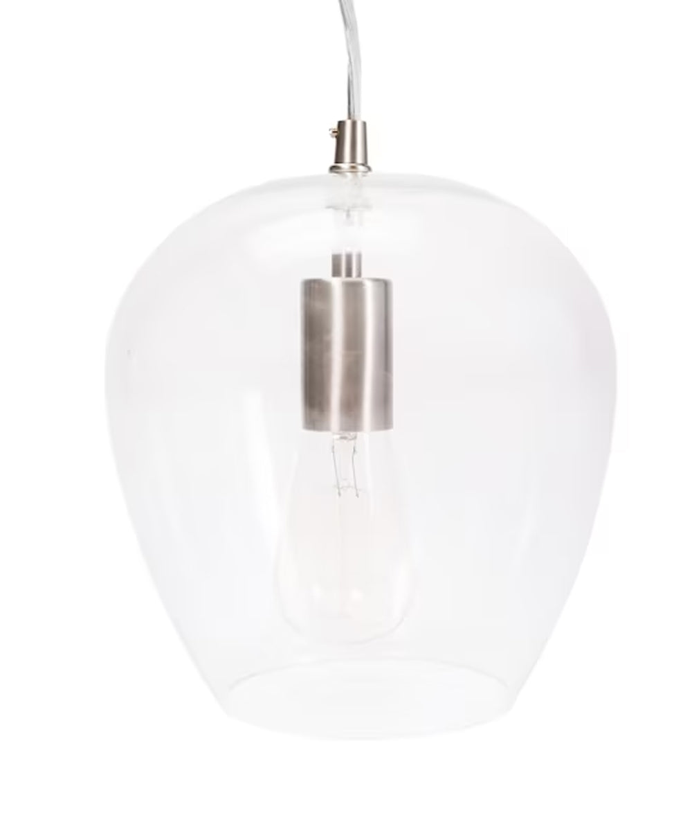 Allen + Roth 8″W 1-Light Bell Mini Pendant Light Fixture by Kichler Brushed Nickel with Clear Glass Shade Finish