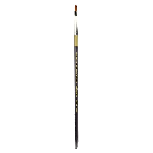 KINGART Premium Original Gold 9500A-2 Filbert Series Artist Brush, Golden Taklon Synthetic Hair, Short Acrylic Handle, for Acrylic, Watercolor, Oil