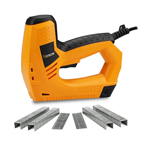 Hoteche Electric Brad Nailer/Stapler – 2-in-1 Power Staple Gun & Nail Gun for Woodworking & Upholstery – Includes 100Pcs 19/32-Inch Brad Nails &