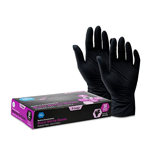 MED PRIDE Black Nitrile Examination Gloves Medium [Box of 50]- 4 Mil Thick Disposable Latex/Powder-Free Surgical Gloves For Doctors Hospital & Home