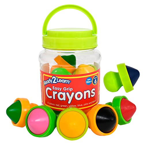 READY 2 LEARN Easy Grip Crayons – 6 Colors – 18m+ – Non-Toxic Toddler Crayons – Easy to Hold – Refills Available