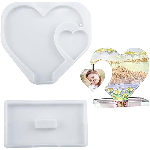 WORFACE Large Heart Photo Frame Resin Molds Picture Frame Silicone Molds, Epoxy Resin Picture Frame Mold for DIY Art Craft, Home Decor, Table