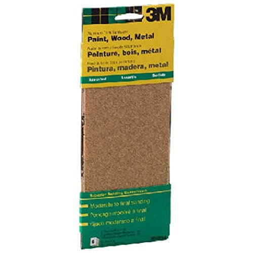 3M General Purpose Sandpaper Sheets, 3-2/3-in by 9-in, 60-100-150 Assorted Grits, 6-Sheets