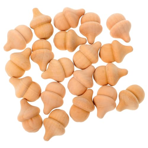 Amosfun 20 Pcs DIY Wooden Christmas Peg Dolls Unfinished Wooden Peg Doll for Arts and Crafts Living Room Office Home Ornament (Acorns)