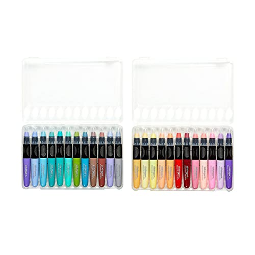 KINGART 583-24 Pastel GEL STICK Set, Artist Pigment Crayons, 24 Unique Colors, Water Soluble, Creamy, and Odorless, Use on Paper, Wood, Canvas and