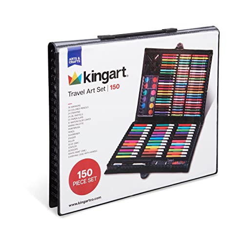 KINGART Arts & Crafts Deluxe Art Set, Portable Case, 150 Unique Pieces