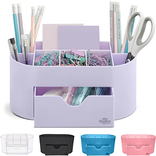 My Space Organizers Lavender Desk Organizer for Office Supplies and Desk Accessories – Pen Holder Desktop Organization for Room College Dorm Home