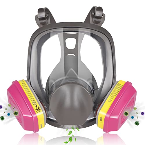 Pro Anti-fog Full-Face Mask Respirator – Reusable Gas Cover Organic Vapor Masks Survival Nuclear,Paint Mask with 60923 Cartridges for