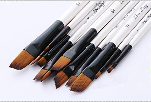 Angular Paint Brushes Nylon Hair Angled Watercolor Pait Brush Set for Acrylics Watercolors Gouache Inks Oil and Tempera(12pcs Pearl White Angled