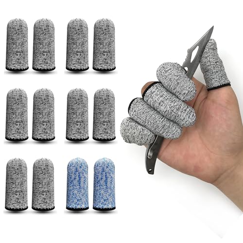 QISLOA 12 PCS Cut Resistant Finger Cots Protector Finger Sleeve Protectors Reusable Finger Covers Finger Protection Cots for Kitchen, Work,