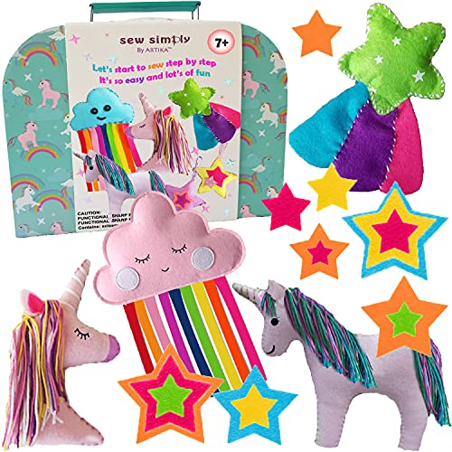 ARTIKA Kids Sewing Kit – DIY Craft for Girls with Unicorn Theme & Stencil Booklet