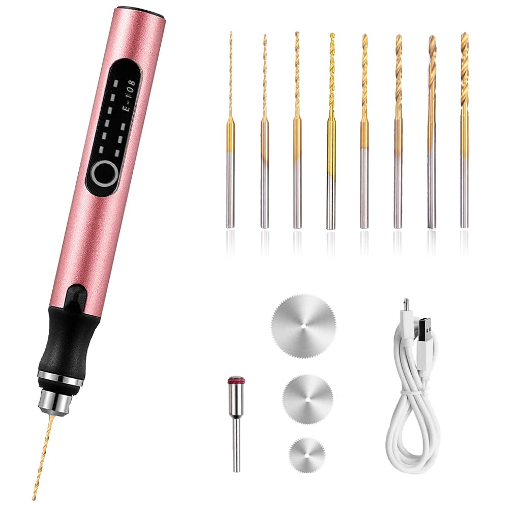 3-Speed Cordless Mini Drill Pen With 8 Small Drill Bits,Rechargeable Electric Hand Drill Pin Vise,Resin Drill Set For Jewelry