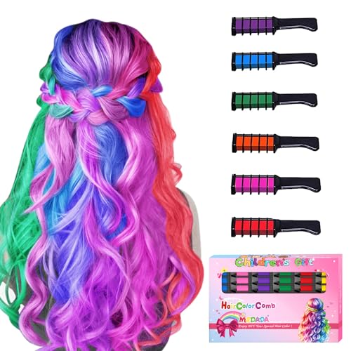 New Hair Chalk Comb Temporary Hair Color Dye for Girls Kids, Washable Hair Chalk for Girls Age 4 5 6 7 8 9 10-12 Birthday Christmas Cosplay Hair DIY