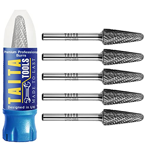 Carbide Burr 1/4″ Shank, SL-4 Tungsten Double Cut Rotary Die Grinder Bits – Cutting Burrs for Milwaukee, Dewalt and Makita Die Grinder Accessories –