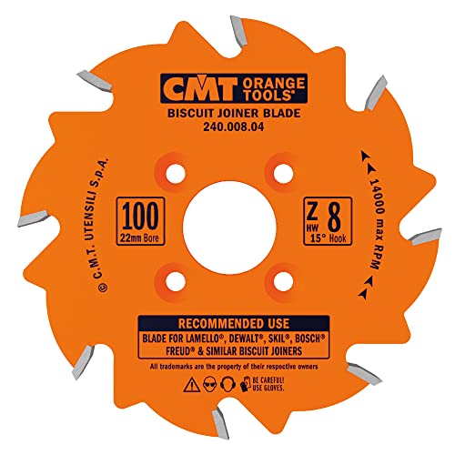 CMT 240.008.04 Biscuit Joiner Blade, 4-Inch Diameter x 8 Teeth, PTFE-Coated.