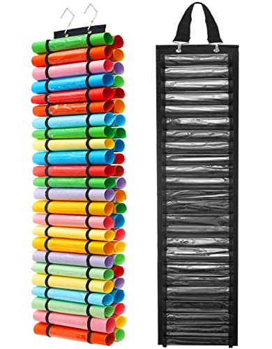 Vinyl Roll Holder,Vinyl Storage Organizer,Vinyl Roll Storage with 48 Compartments,Craft Vinyl Storage Rack Wall Mount/Over The Door, Hanging