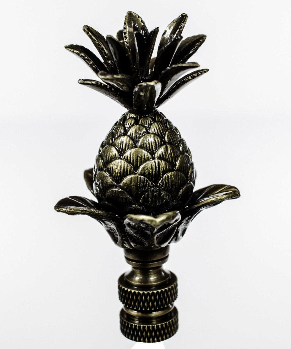 Blooming Pineapple Lamp Finial Antique Brass Metal 3″h