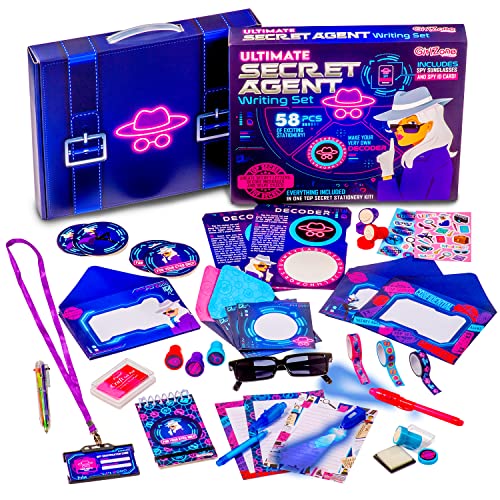 GirlZone Ultimate Secret Agent Writing Set, Exciting Spy Kit and Fun Stationery Set with Spy Pen Toy, Stationery Paper and Envelopes Set for Spy