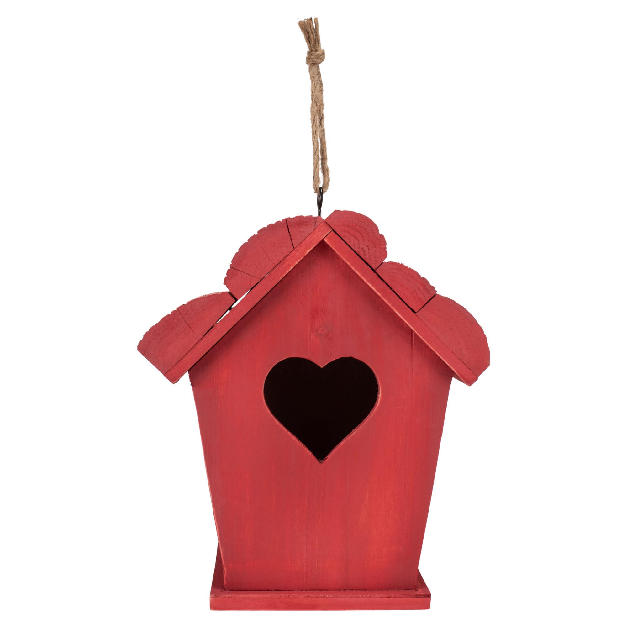 NAT & Jules Heart Cutout Red 10 x 8.5 Fir Wood Hanging Bird House