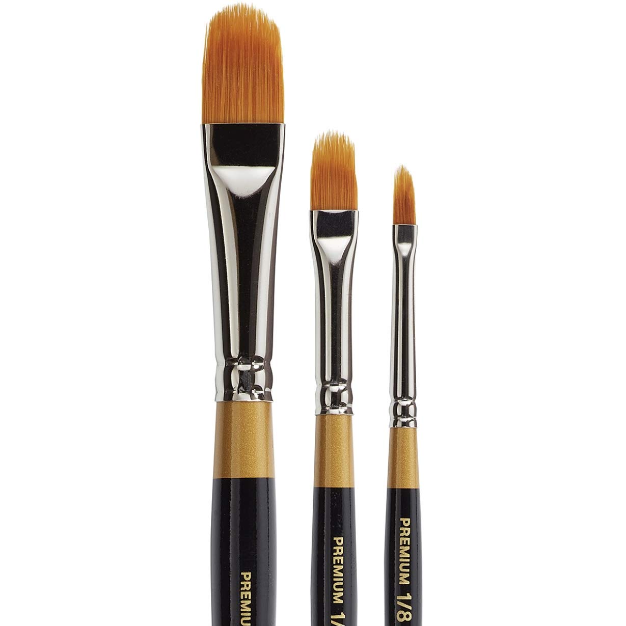 KINGART B-021 Premium 3 pc. Original Gold 9520 Series Filbert Rake Brush Set, Synthetic Golden Taklon for Acrylic, Oil, Watercolor Paint, Short