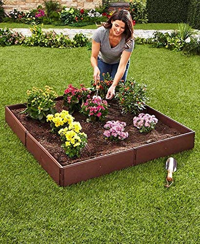 The Lakeside Collection Outdoor Raised Garden Bed for Vegetables, Herbs, Flowers – Customizable Large Wooden Planter Box Kit for Grass, Yard, Lawn