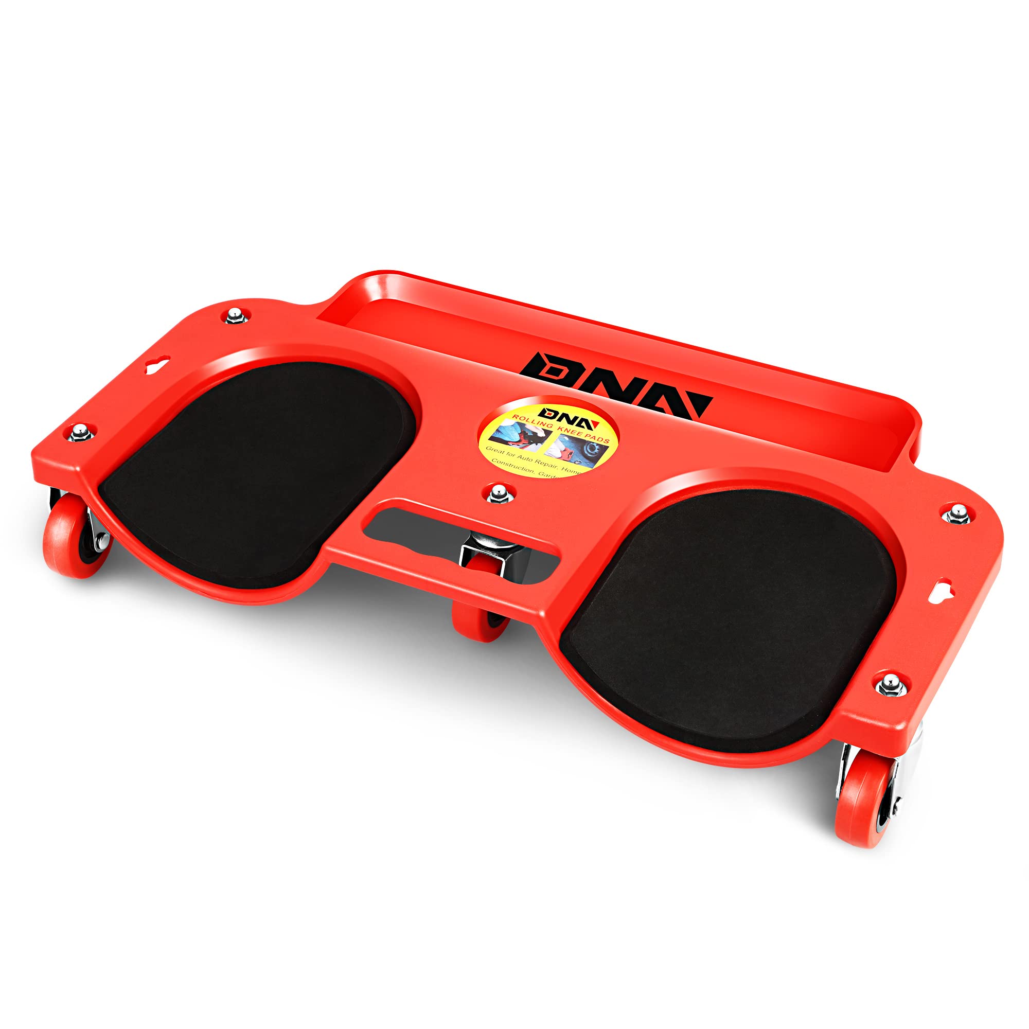 ‎DNA MOTORING TOOLS-00138 Rolling Knee Creeper Pads with Tool Tray Holder for Garage Workshop Garden,Red