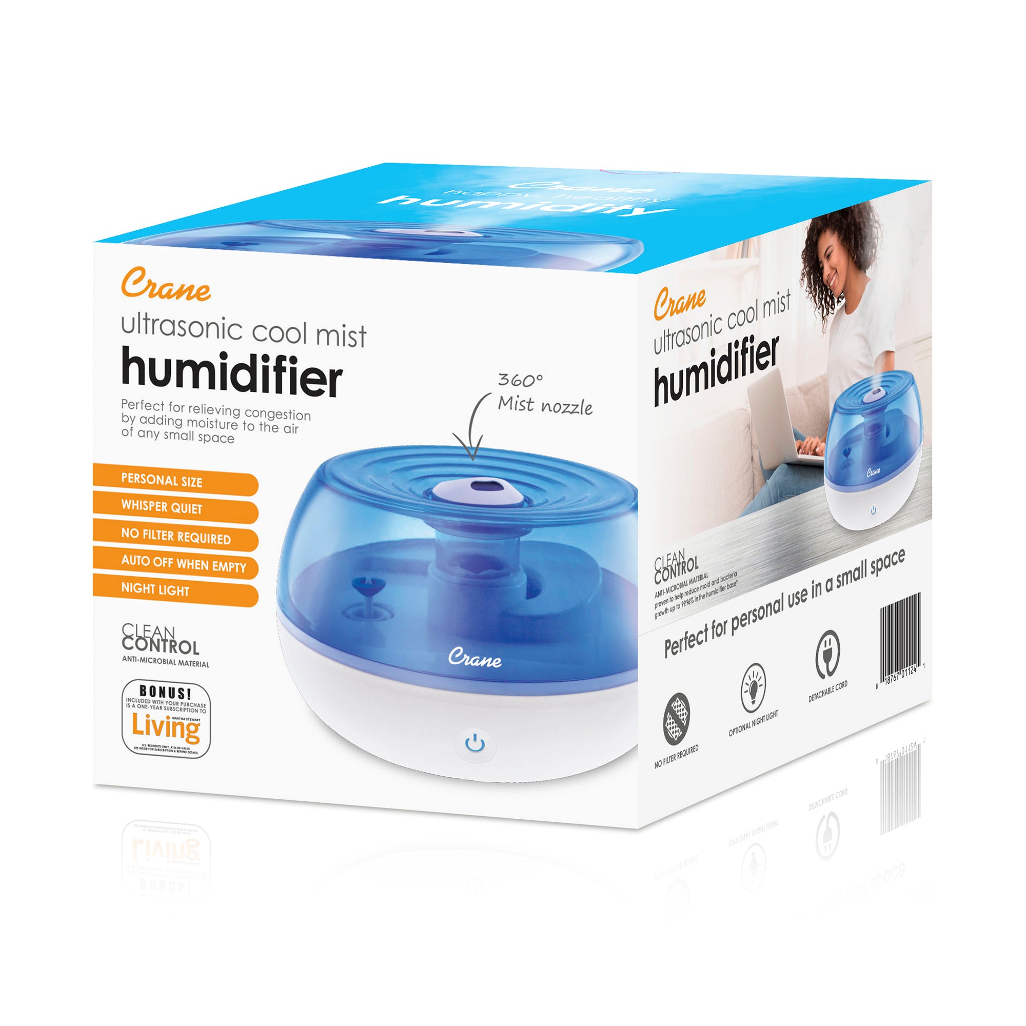 Crane 0.2 Gal. Personal Humidifier – Blue/White