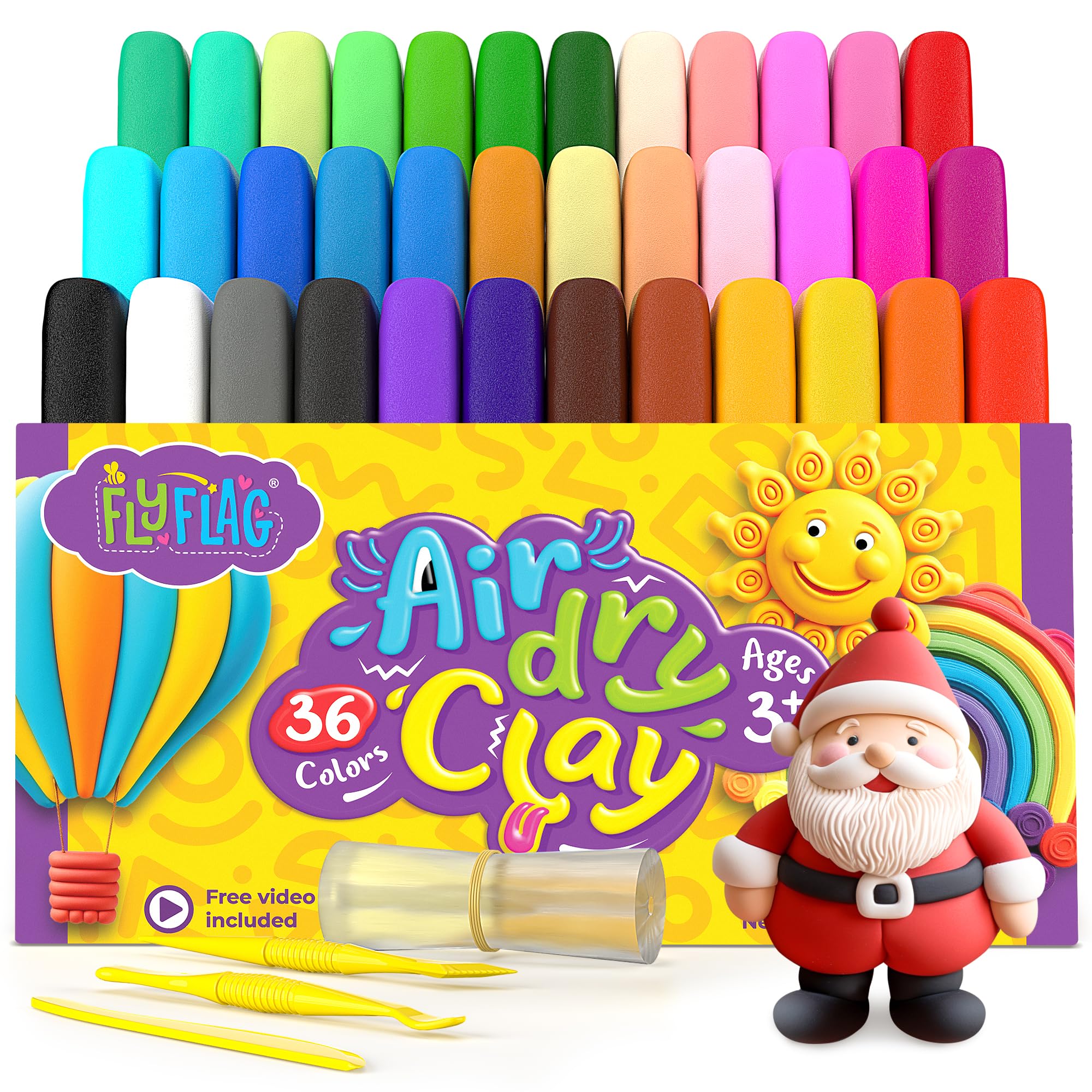 Air Dry Clay 36 Colors, Soft & Ultra Light, Modeling Clay for Kids with Accessories, Tools and Tutorials