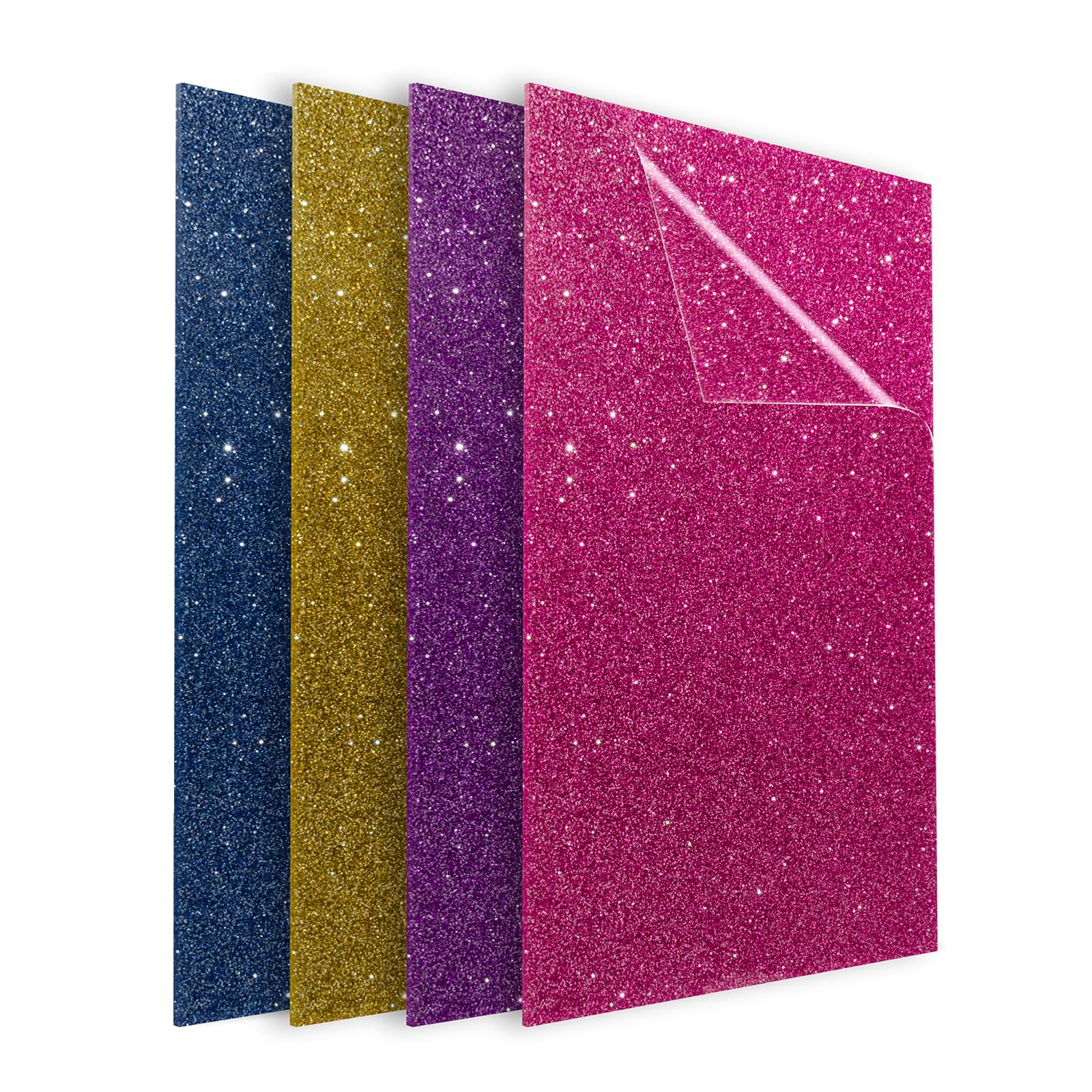 TOEPODO Glitter Acrylic Sheets Both-Side Glittering Colors Set of 4 11.81″x7.87″x1/8 Cast Acrylic Blanks – Glossy Plexiglass Sheets for Art Design