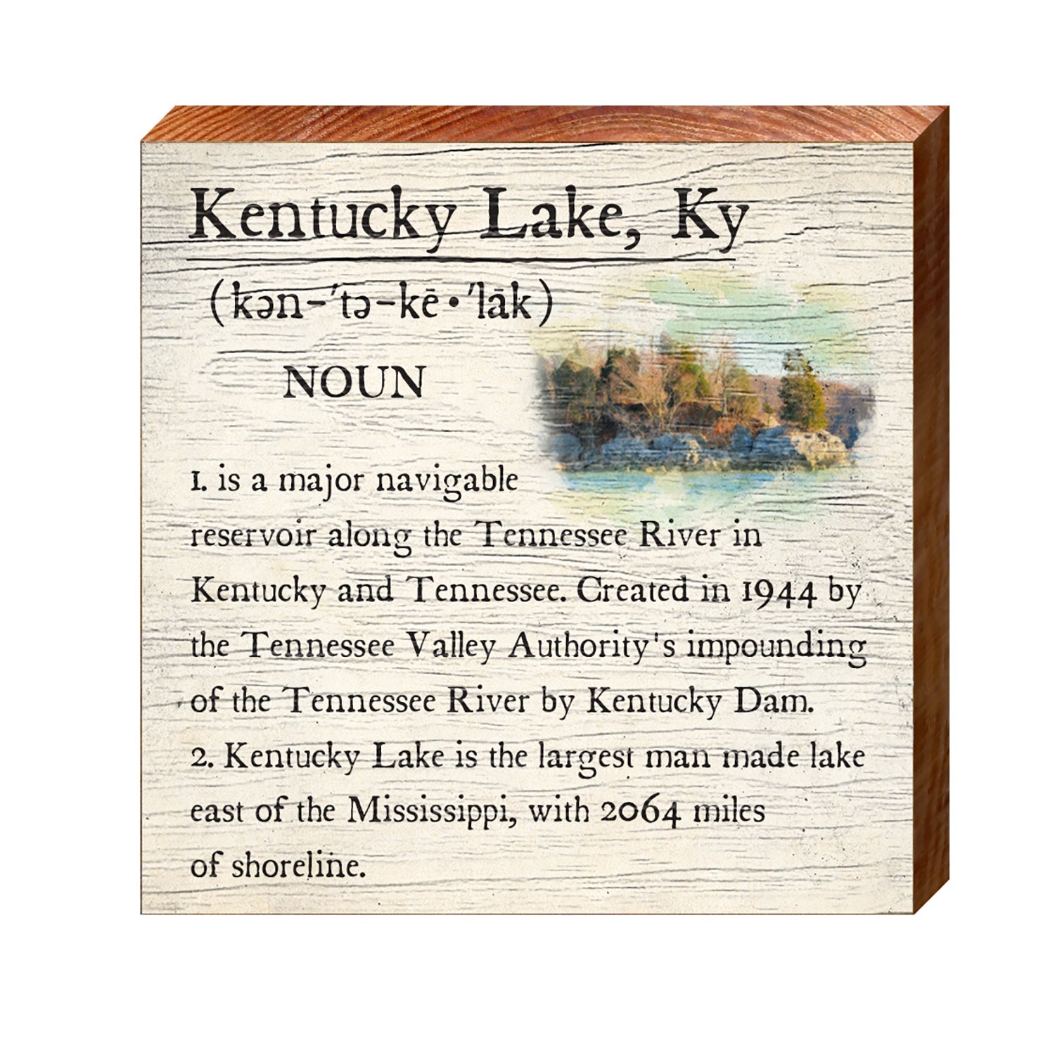 Kentucky Lake, Kentucky Definition Wooden Sign | Wall Art Print on Real Wood