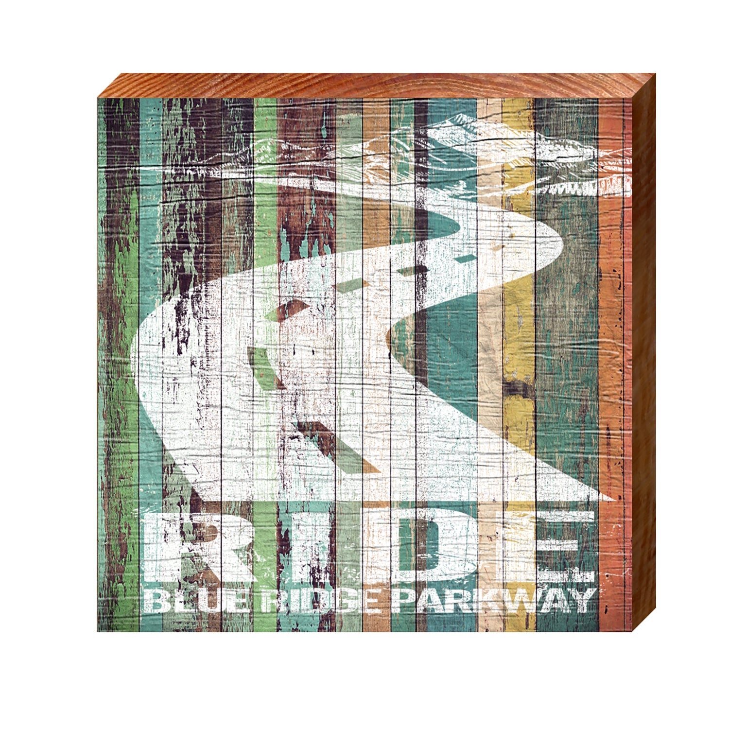 Ride Blue Ridge Parkway Sign | Real Art Print on Wood