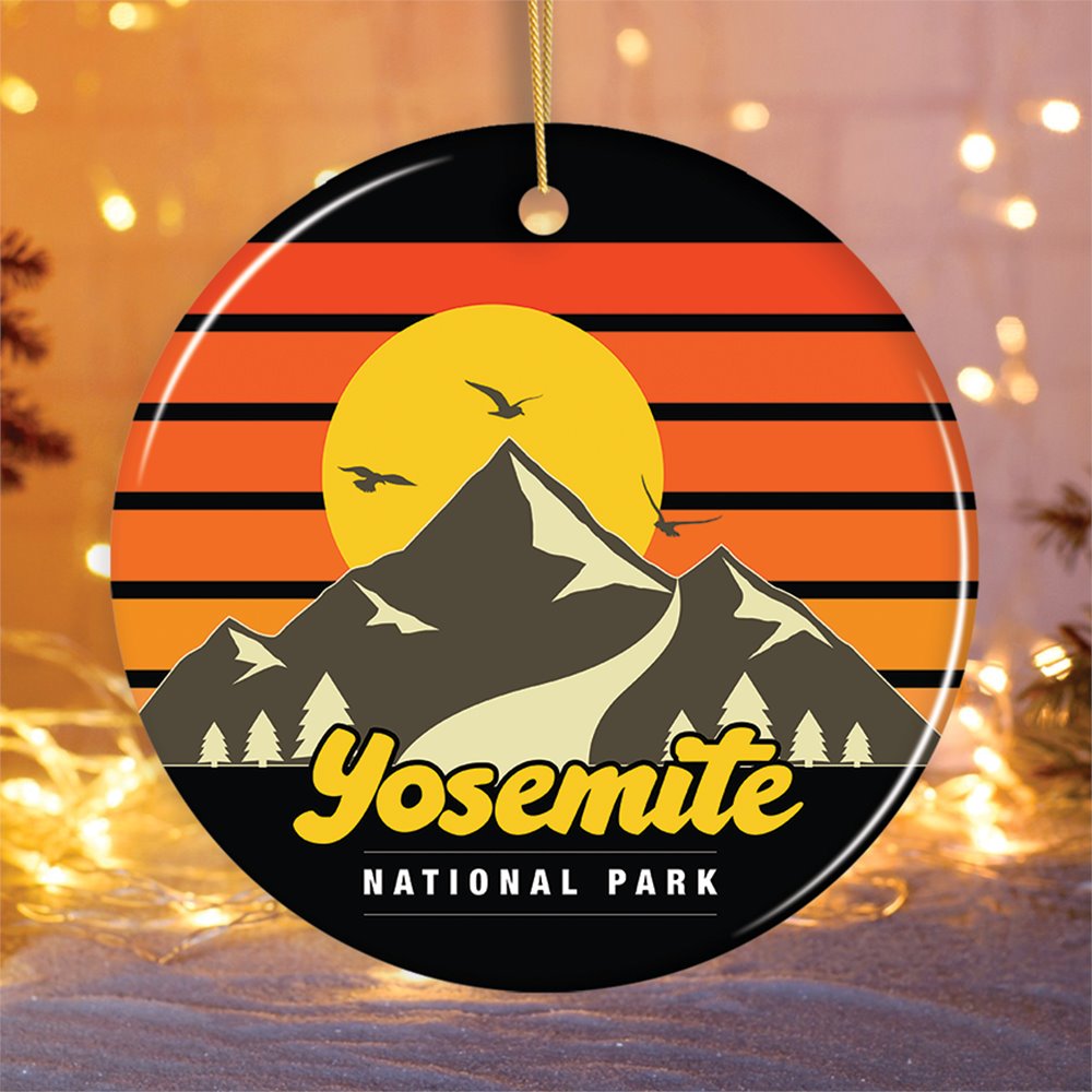 Yosemite National Park Retro Style Ornament, California USA  Tourist Attraction and Gift