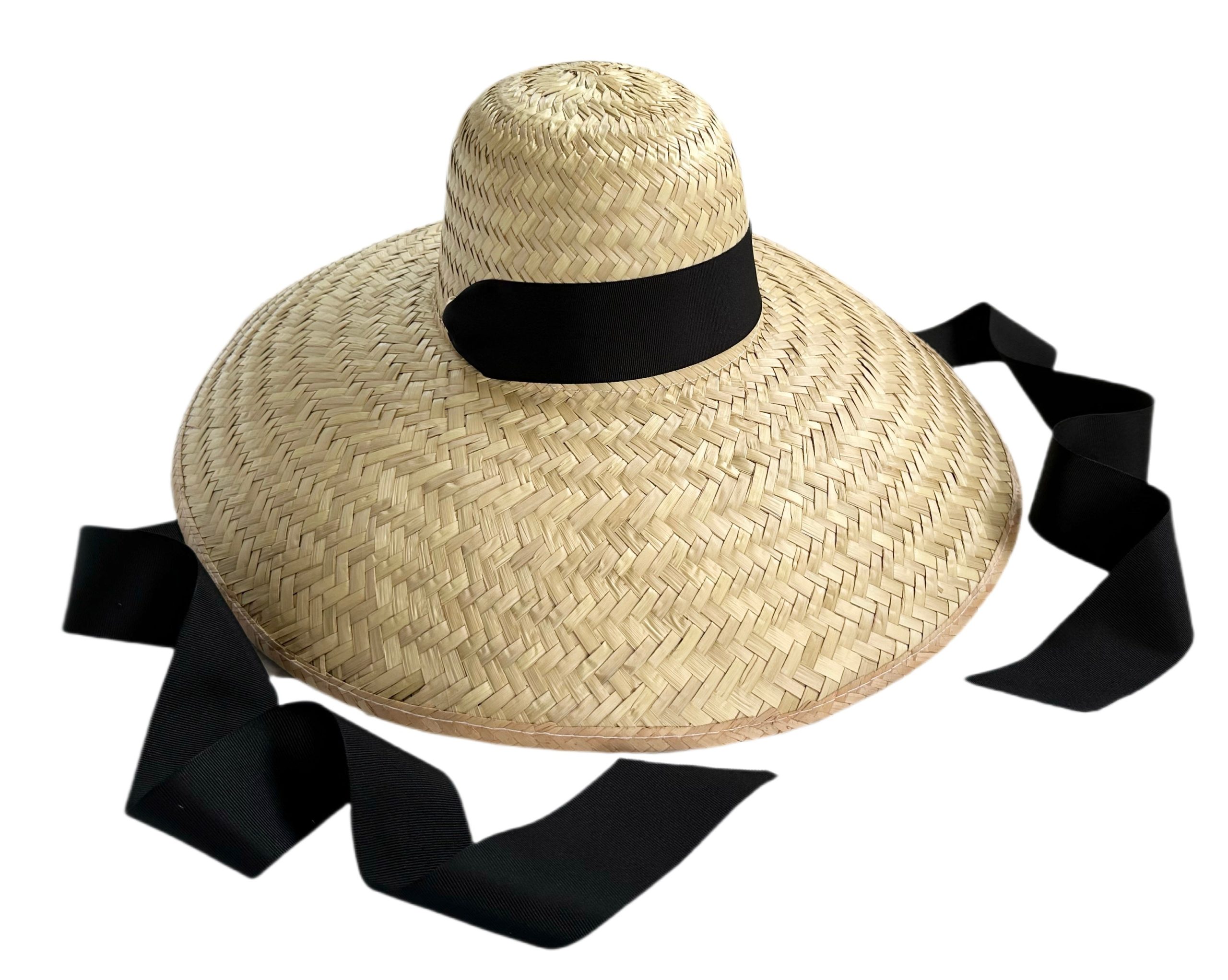 Geranium Sun Hat – Long Black Grosgrain Ribbon