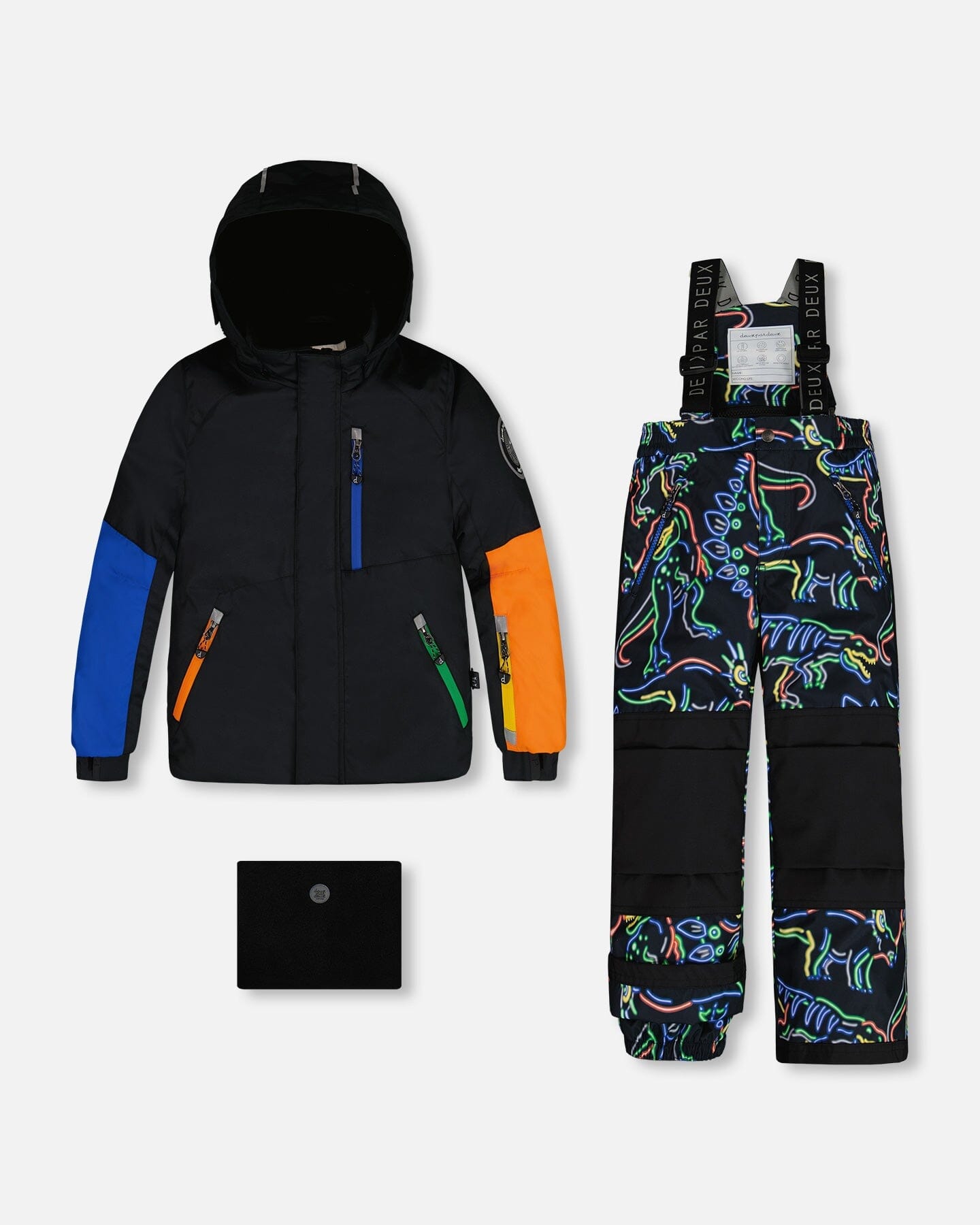 Two Piece Snowsuit Black Printed Dinos by Deux par Deux