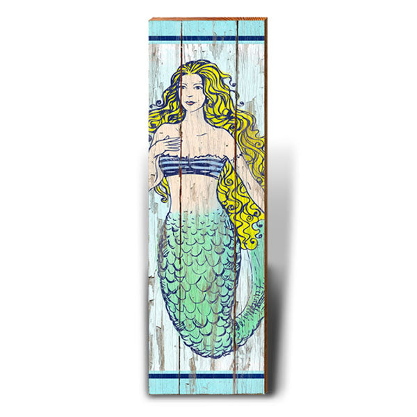 Rustic Mermaid – Blonde | Wall Art Print on Real Wood