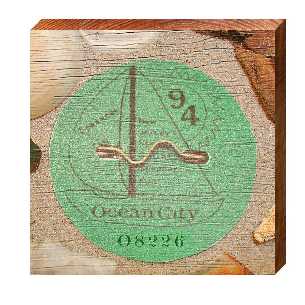 Ocean City, New Jersey 1994 Beach Tag Art Wooden Sign | Wall Art Print on Real Wood