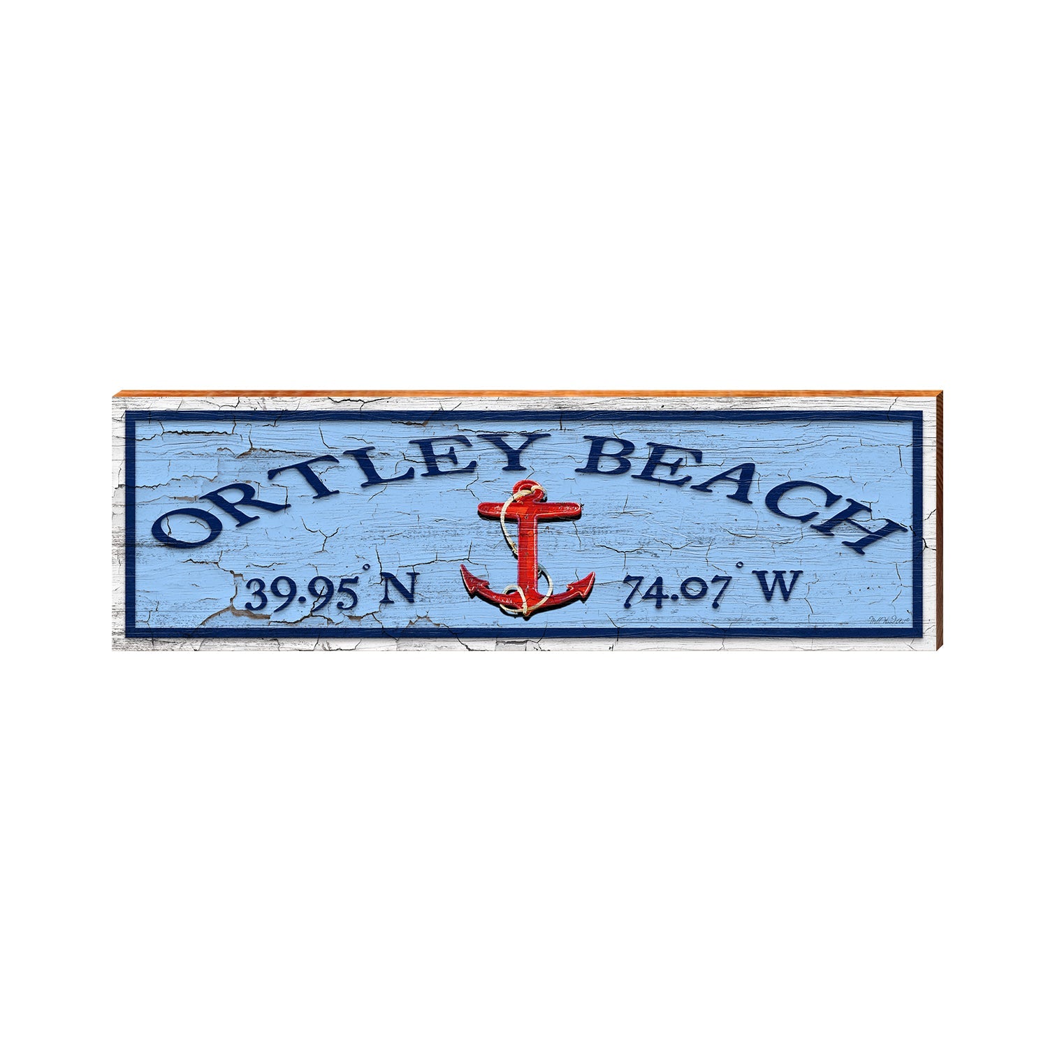 Ortley Beach, New Jersey Anchor Wooden Sign | Wall Art Print on Real Wood