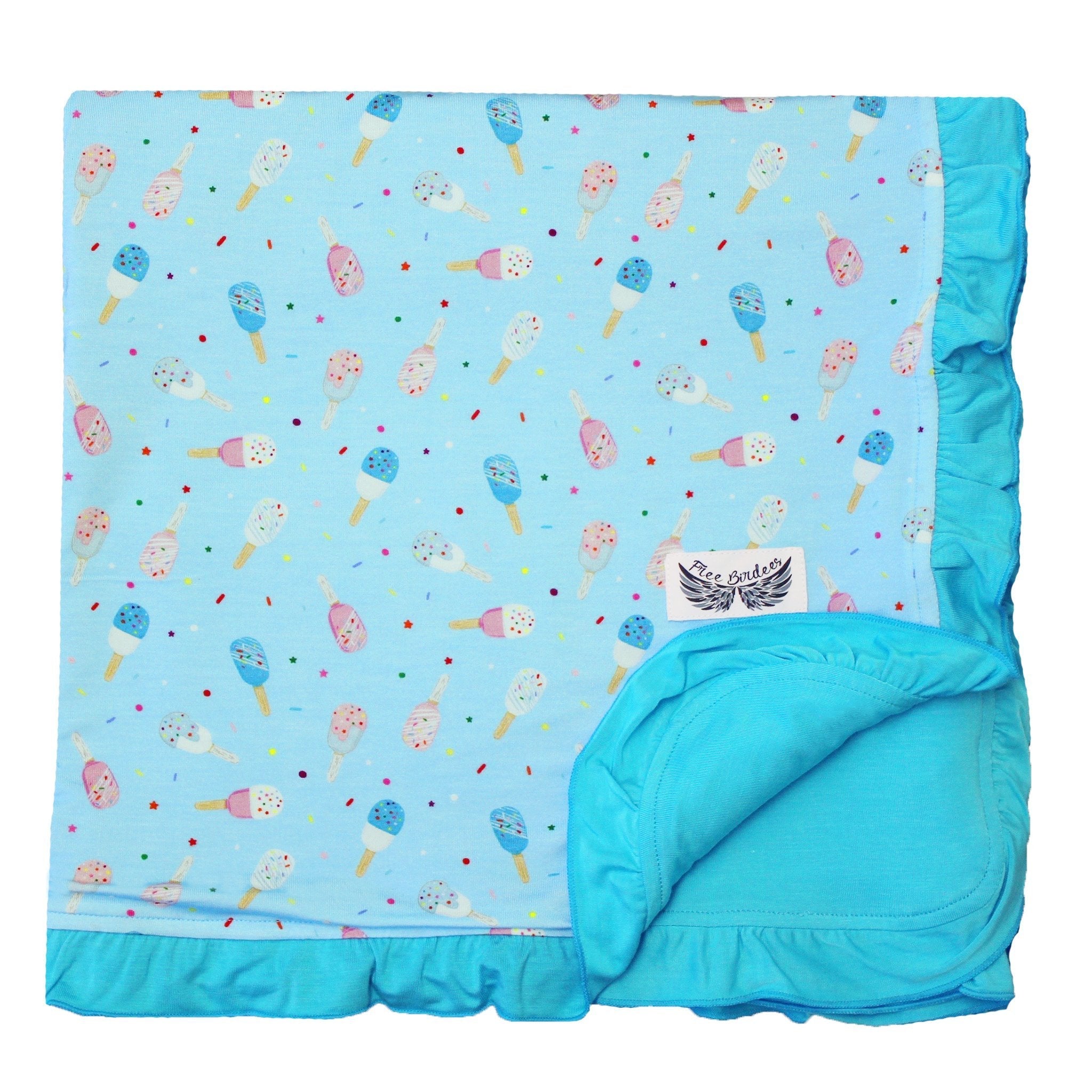 Aqua Popsicles Ruffle Toddler Blanket