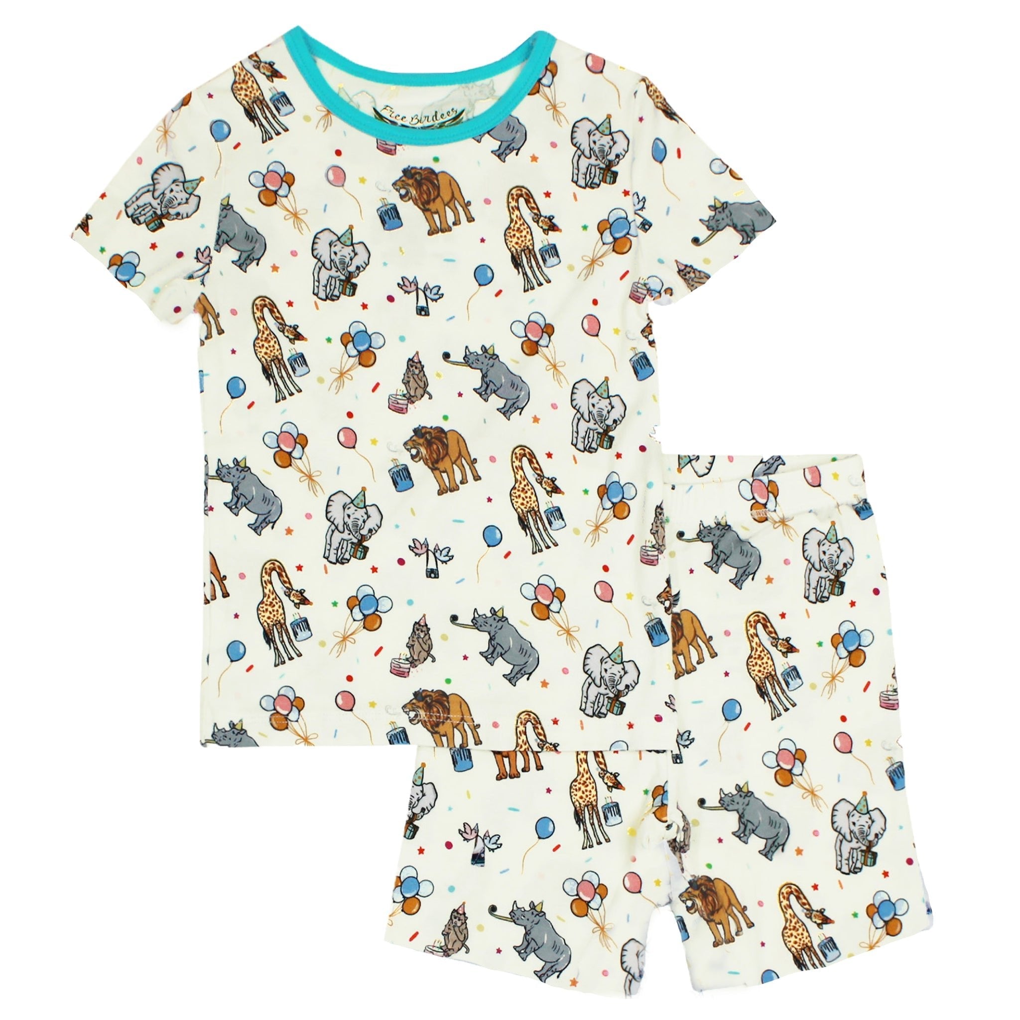 Birthday Party Animals Take The Cake Short Sleeve And Shorts Pajama Set (2t-12y)