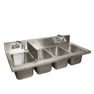 BK Resources DDI4-R5-1014HS-PG – Drop-In Sink, (4) compartment, 48″W x 24″D, (2) faucets