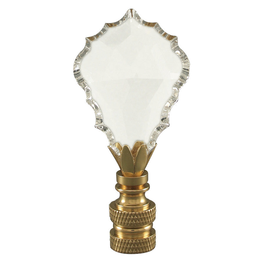 Crystal Gothic Cross Lamp Finial Polished Brass Knurled Base 2.75″h