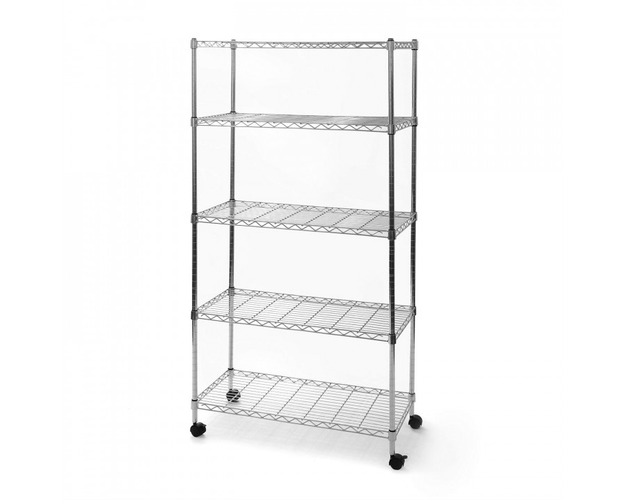 FaFurn – 5-Shelf Storage Shelving Unit with Removable Locking Casters Wheels