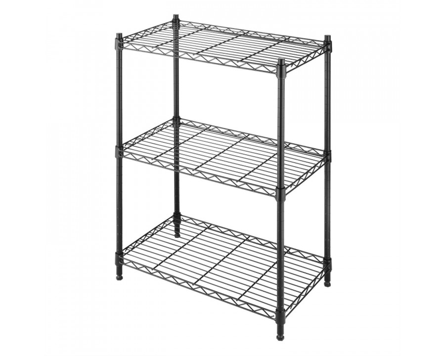 FaFurn – 3-Shelf Storage Rack Shelving Unit in Black, Metal