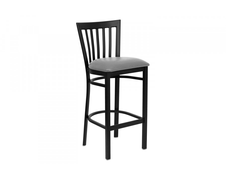 BLNK – HERCULES Series Black Metal School House Back Restaurant Bar Stool with Custom Upholstered Seat