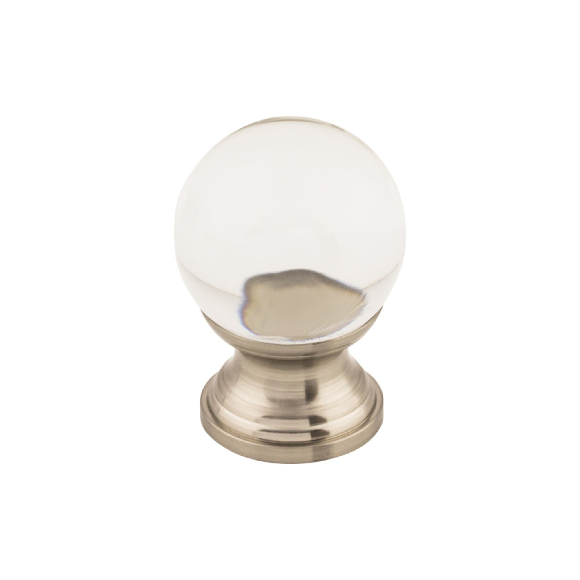 TOP KNOBS TK840BSN Clarity Clear Glass 1″ Diameter Round Knob , Brushed Satin Nickel