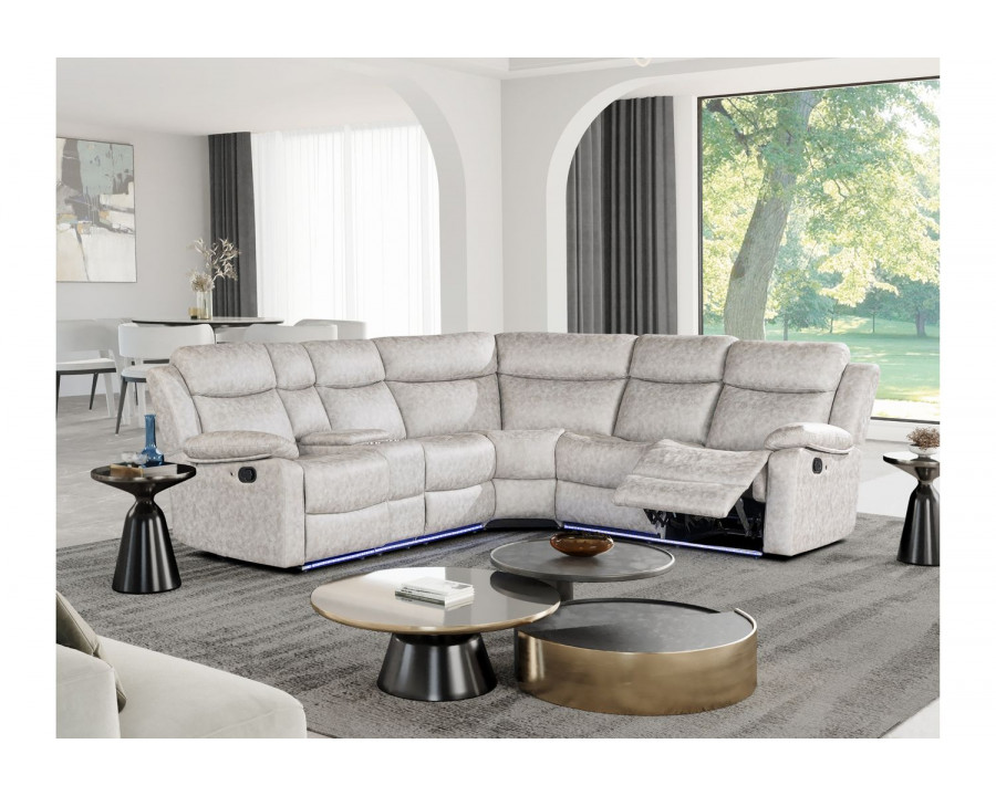 GF – U6026 LED Light Gray 9 Sectional Sectional With Led With 2 Recliners