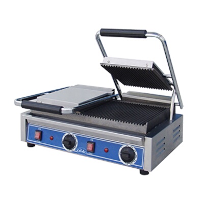 Globe GPGDUE10 – Double Countertop Panini Grill w/Grooved Plates, 10 x 10 in