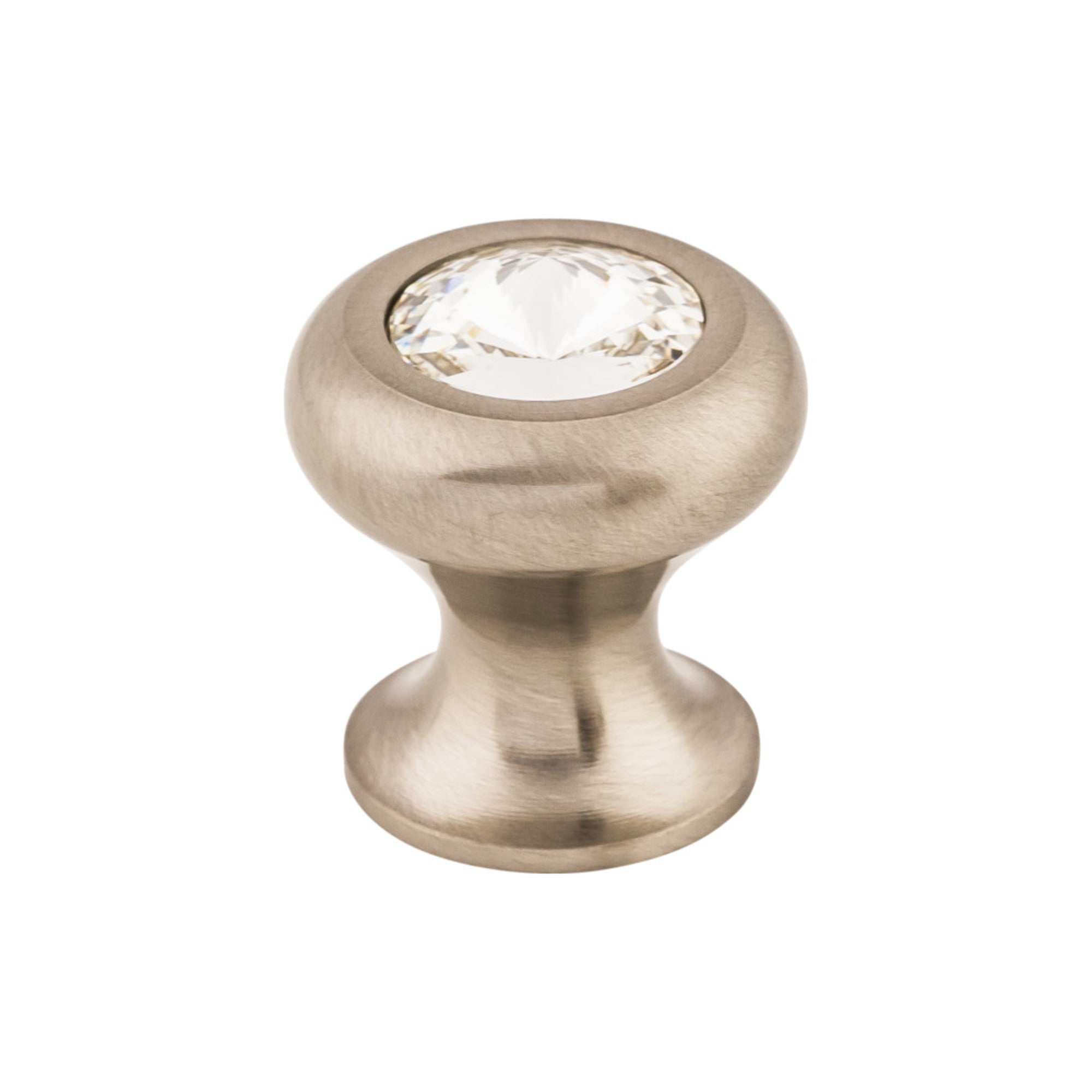 TOP KNOBS TK845BSN Hayley Crystal  Clear 15/16″ Diameter Round Knob , Brushed Satin Nickel