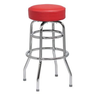 Royal ROY 7712 R – Bar Stool, 14″ dia., backless, swivel seat, red vinyl, (Case of 4)