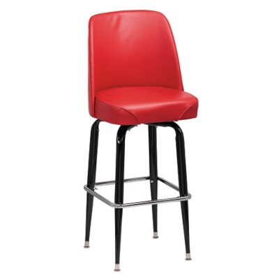 Royal ROY 7714 R – Bucket Bar Stool, high back, swivel seat, red vinyl, (Case of 2)